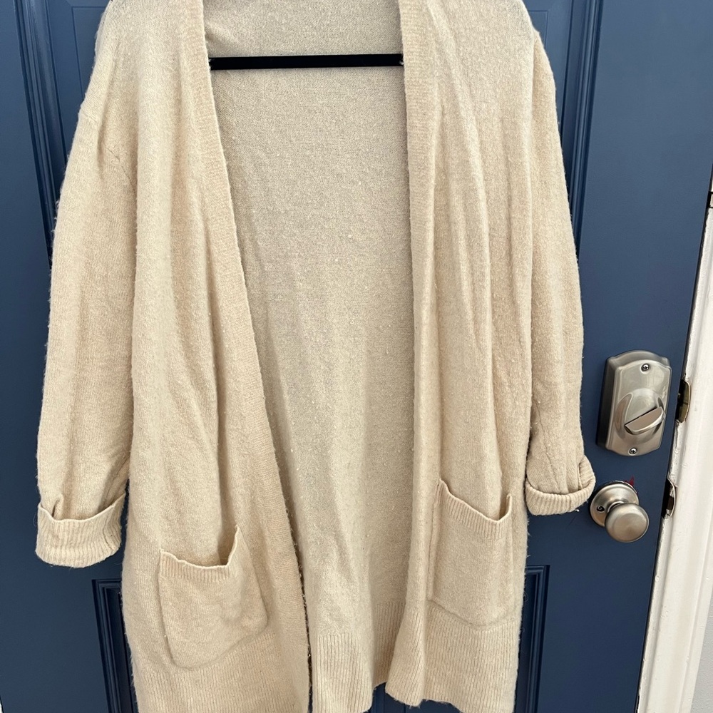 Madewell Cream Open-Front Cardigan